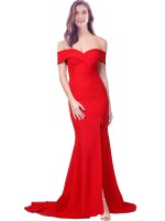 Rouge Sirène Crêpe Stretch Longue Formelles Robes demoiselle d'honneur / Robes de soirée / Robes de bal