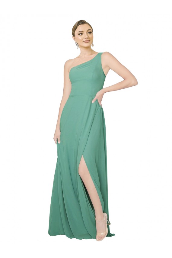 Argent islandais Trapèze Sans bretelle Mousseline Longue Robes demoiselle d'honneur