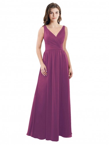 Baie sauvage Trapèze Col V Mousseline Longue Robes demoiselle d'honneur