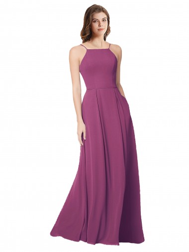 Baie sauvage Trapèze Sans bretelle Mousseline Longue Robes demoiselle d'honneur