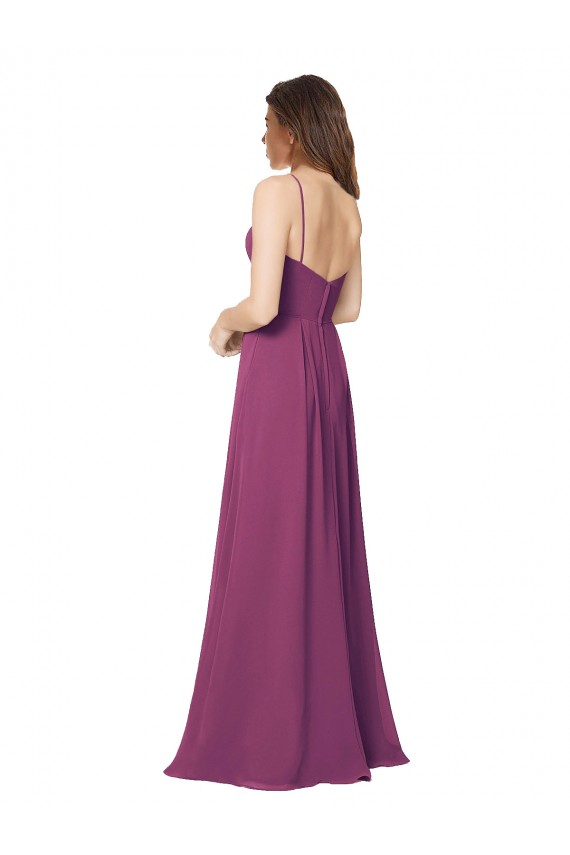 Baie sauvage Trapèze Sans bretelle Mousseline Longue Robes demoiselle d'honneur
