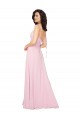 Barely Rose Trapèze Col V Mousseline Longue Robes demoiselle d'honneur