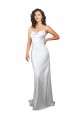 Blanc Fourreau Balayage train Satiné Soyeux Simple Plage Robes de mariée