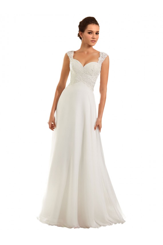 Blanc Fourreau Mousseline Dentelle Robes de mariée