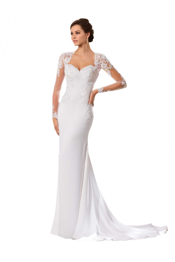Blanc Fourreau Mousseline Dentelle Robes de mariée