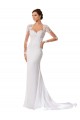 Blanc Fourreau Mousseline Dentelle Robes de mariée