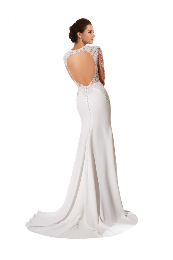 Blanc Fourreau Mousseline Dentelle Robes de mariée