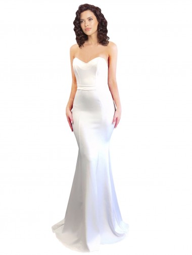 Blanc Sirène Sans bretelle Col Haut Crêpe Stretch Longue Formelles Robes demoiselle d'honneur / Robes de soirée / Robes de bal