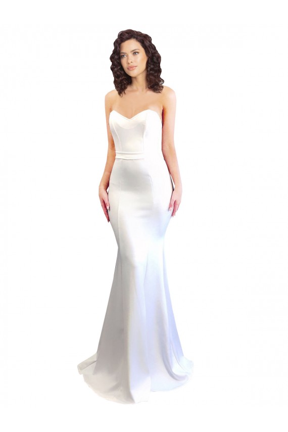 Blanc Sirène Sans bretelle Col Haut Crêpe Stretch Longue Formelles Robes demoiselle d'honneur / Robes de soirée / Robes de bal