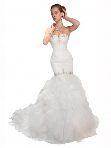 Blanc Sirène Tulle Robes de mariée