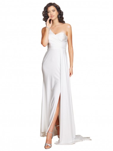 Blanc Trapèze Satiné Soyeux Robes de mariée