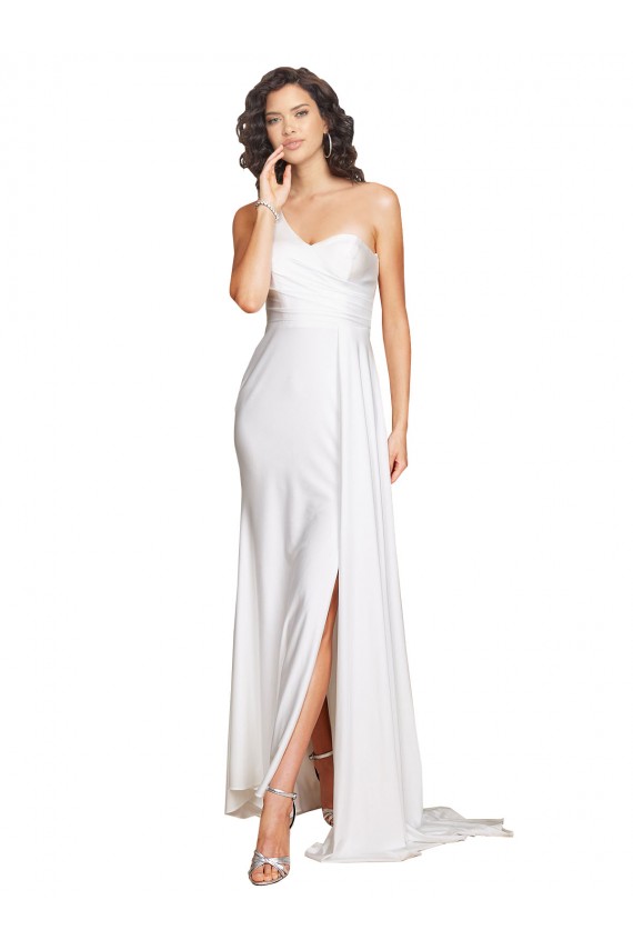 Blanc Trapèze Satiné Soyeux Robes de mariée