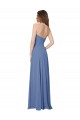 Bleu Windsor Trapèze Sans bretelle Mousseline Longue Robes demoiselle d'honneur