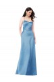 Bleu ciel Fourreau Bretelles spaghetti Col Carré Satiné Longue Formelles Robes demoiselle d'honneur / Robes de soirée / Robes de bal