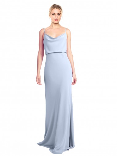 Bleu ciel clair Fourreau Col Haut Crêpe Stretch Longue Formelles Robes demoiselle d'honneur / Robes de soirée / Robes de bal
