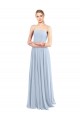 Bleu ciel clair Trapèze Bretelles spaghetti Col Carré Mousseline Longue Robes demoiselle d'honneur