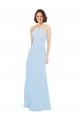 Bleu ciel clair Trapèze Licou Mousseline Longue Robes demoiselle d'honneur