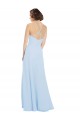 Bleu ciel clair Trapèze Licou Mousseline Longue Robes demoiselle d'honneur
