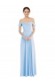 Bleu ciel clair Trapèze Épaule Dénudée Mousseline Longue Formelles Robes demoiselle d'honneur / Robes de soirée