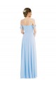 Bleu ciel clair Trapèze Épaule Dénudée Mousseline Longue Formelles Robes demoiselle d'honneur / Robes de soirée