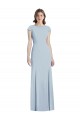 Bleu ciel clair Trompette Bateau Crêpe Stretch Longue Robes demoiselle d'honneur / Robes de bal