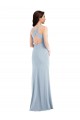 Bleu ciel clair Trompette Col V Crêpe Stretch Longue Robes demoiselle d'honneur / Robes de bal