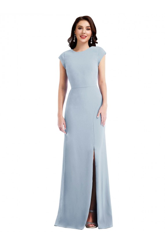 Bleu ciel clair Trompette Crêpe Stretch Longue Formelles Robes demoiselle d'honneur / Robes de soirée / Robes de bal