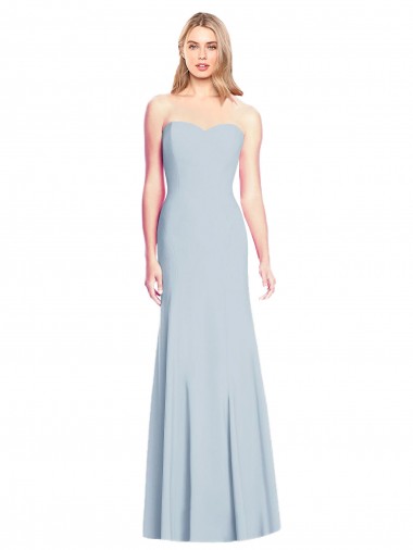 Bleu ciel clair Trompette Sans bretelle Crêpe Stretch Longue Robes demoiselle d'honneur / Robes de bal