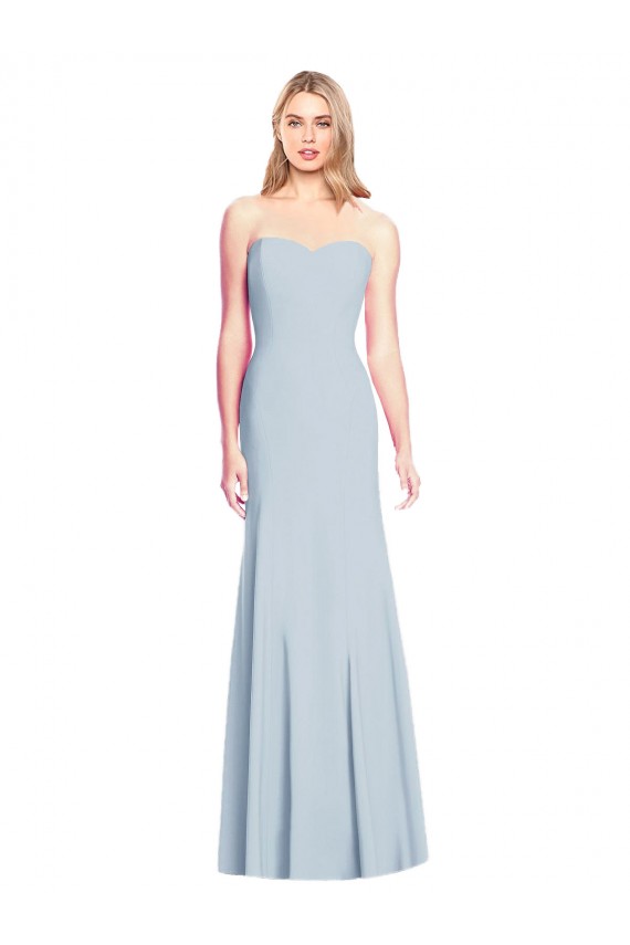 Bleu ciel clair Trompette Sans bretelle Crêpe Stretch Longue Robes demoiselle d'honneur / Robes de bal