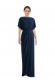 Bleu marine foncé Fourreau Bateau Spandex Longue Robes demoiselle d'honneur / Robes de bal