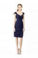 Bleu marine foncé Fourreau Mousseline Courte Robes demoiselle d'honneur