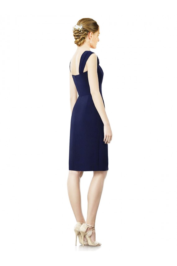 Bleu marine foncé Fourreau Mousseline Courte Robes demoiselle d'honneur