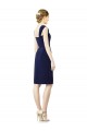 Bleu marine foncé Fourreau Mousseline Courte Robes demoiselle d'honneur