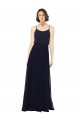 Bleu marine foncé Fourreau Scoop Mousseline Longue Robes demoiselle d'honneur