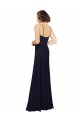 Bleu marine foncé Fourreau Scoop Mousseline Longue Robes demoiselle d'honneur
