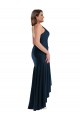 Bleu marine foncé Sirène Bretelles spaghetti Satiné Soyeux Longue Asymétrique Formelles Robes demoiselle d'honneur / Robes de soirée / Robes de bal