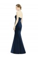 Bleu marine foncé Sirène Satiné Longue Robes demoiselle d'honneur