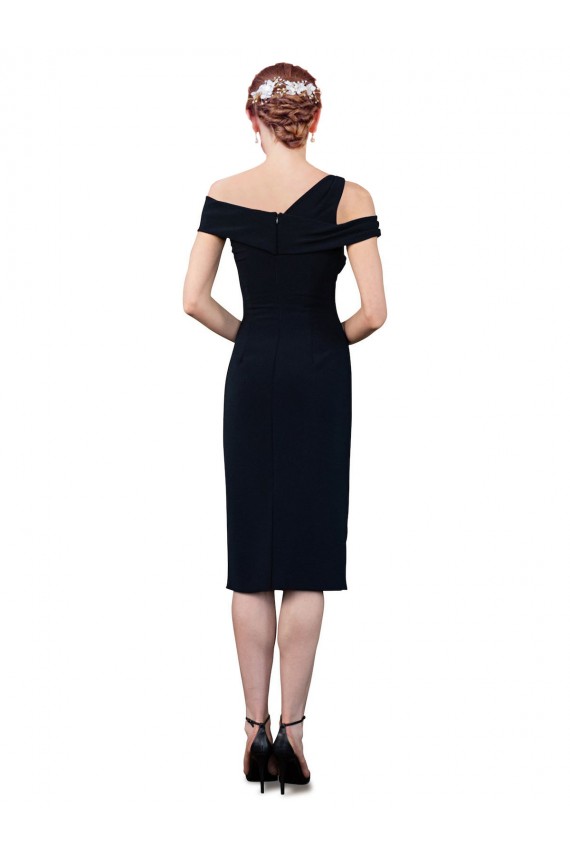 Bleu marine foncé Sirène Épaule Dénudée Crêpe Stretch Courte Robes demoiselle d'honneur / Robes de soirée / Robes de cocktail