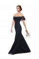 Bleu marine foncé Sirène Épaule Dénudée Dentelle Longue Robes demoiselle d'honneur / Robes de bal