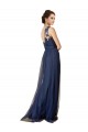 Bleu marine foncé Trapèze Balayage train Tulle Longue Robes demoiselle d'honneur