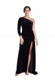 Bleu marine foncé Trapèze Balayage train Velours Stretch Longue Formelles Robes demoiselle d'honneur / Robes de soirée / Robes de bal