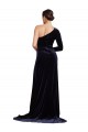 Bleu marine foncé Trapèze Balayage train Velours Stretch Longue Formelles Robes demoiselle d'honneur / Robes de soirée / Robes de bal