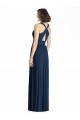 Bleu marine foncé Trapèze Col V Mousseline Longue Robes demoiselle d'honneur