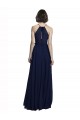 Bleu marine foncé Trapèze Licou Col Haut Mousseline Longue Robes demoiselle d'honneur
