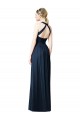 Bleu marine foncé Trapèze Licou Col V Mousseline Longue Robes demoiselle d'honneur