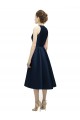 Bleu marine foncé Trapèze Licou Col bijou Satiné Courte Asymétrique Robes demoiselle d'honneur