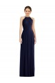Bleu marine foncé Trapèze Licou Mousseline Longue Robes demoiselle d'honneur