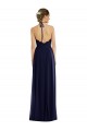 Bleu marine foncé Trapèze Licou Mousseline Longue Robes demoiselle d'honneur