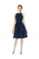 Bleu marine foncé Trapèze Licou Satiné Courte Robes demoiselle d'honneur / Robes de cocktail