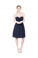 Bleu marine foncé Trapèze Mousseline Courte Robes demoiselle d'honneur / Robes de cocktail